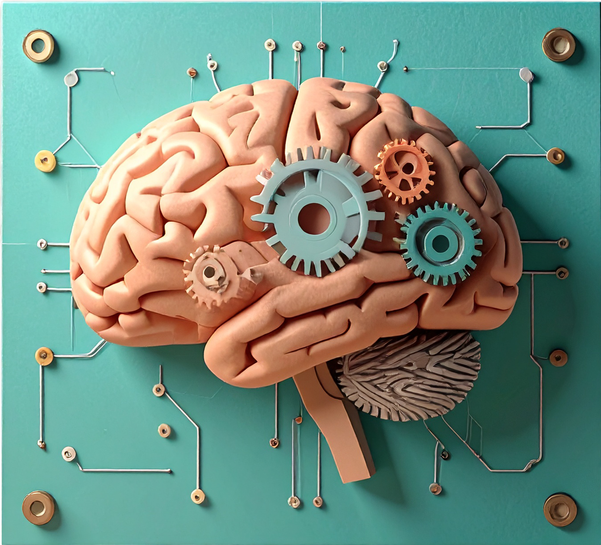 Gehirn-Illustration mit Code-Elementen